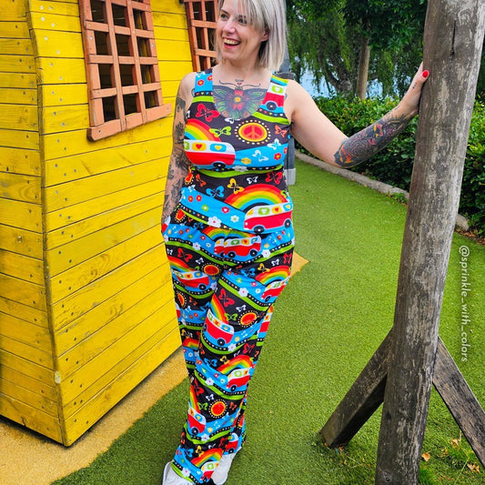 Pants - HIPPIE DAY rainbow - Colorful Hippie Print