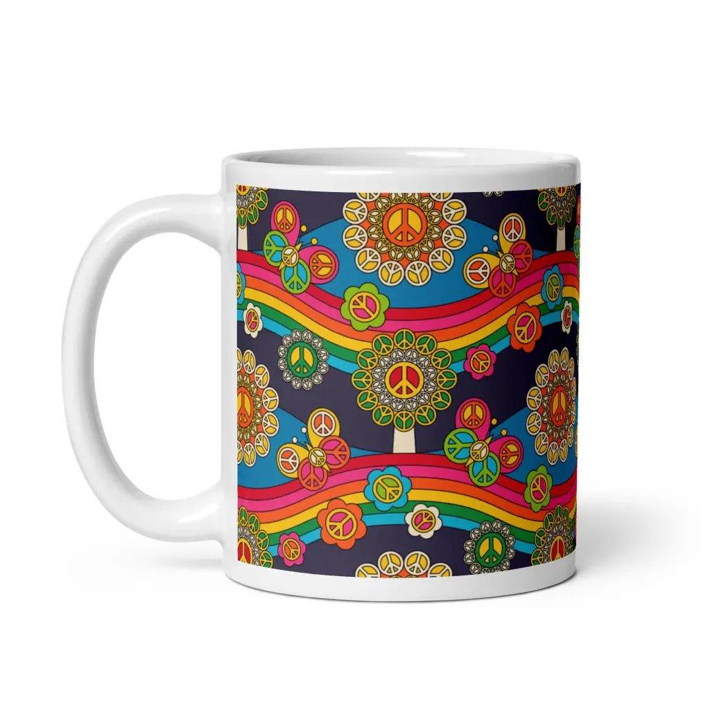 Mug - HIPPIE PARK - Hippie symbols, rainbows & butterflies
