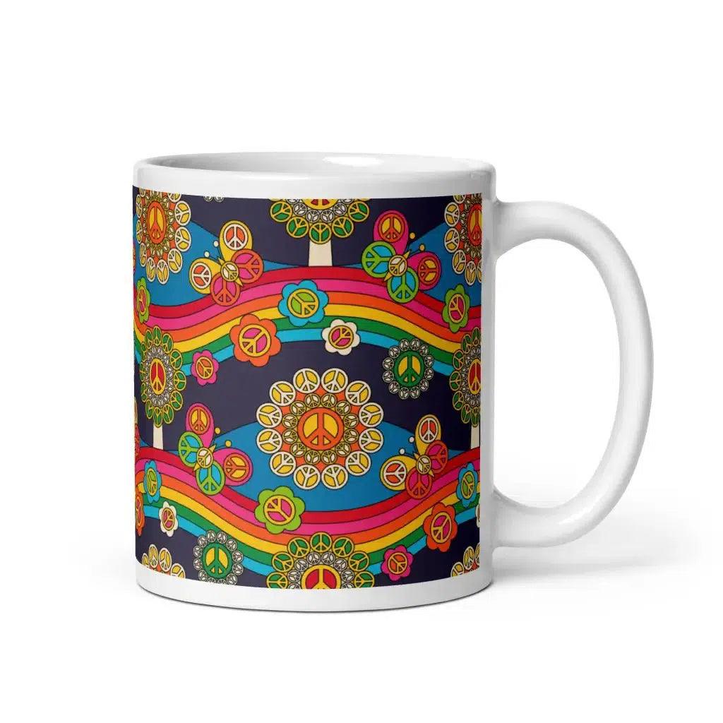 Mug - HIPPIE PARK - Hippie symbols, rainbows & butterflies