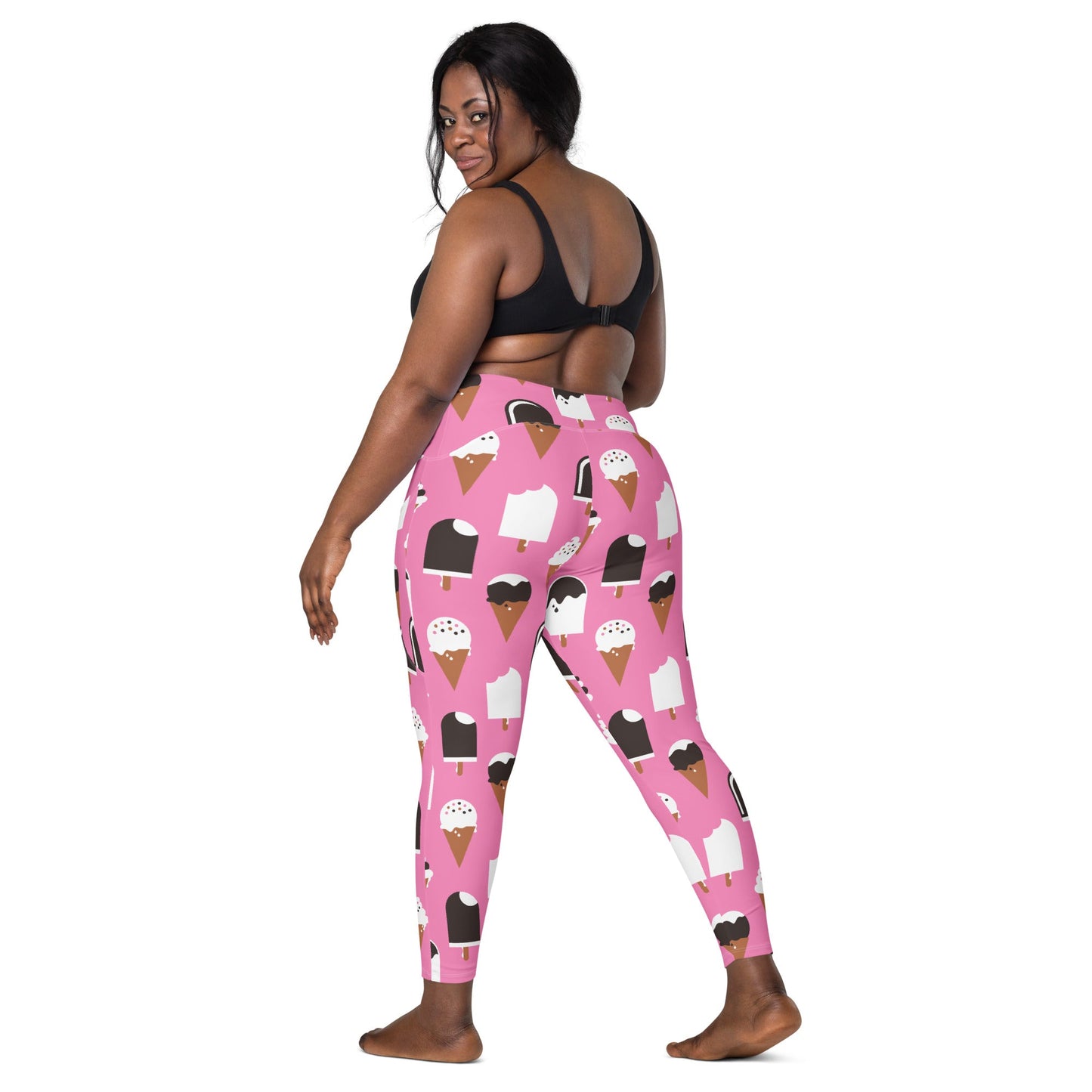 Leggings with pockets - JÄDE pink - Happy ice cream print