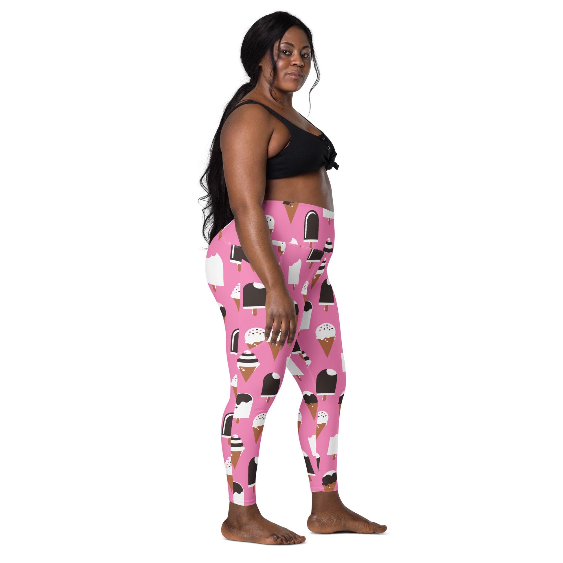 Leggings with pockets - JÄDE pink - Happy ice cream print