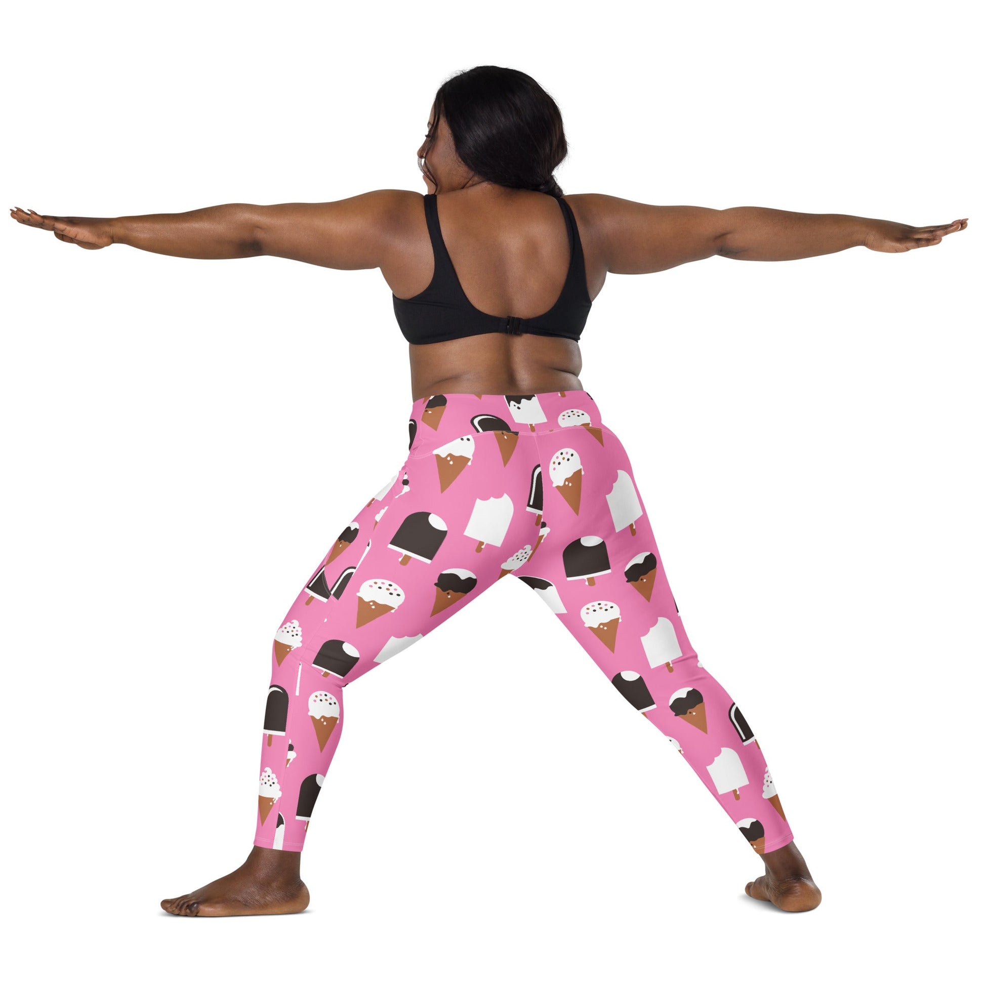 Leggings with pockets - JÄDE pink - Happy ice cream print