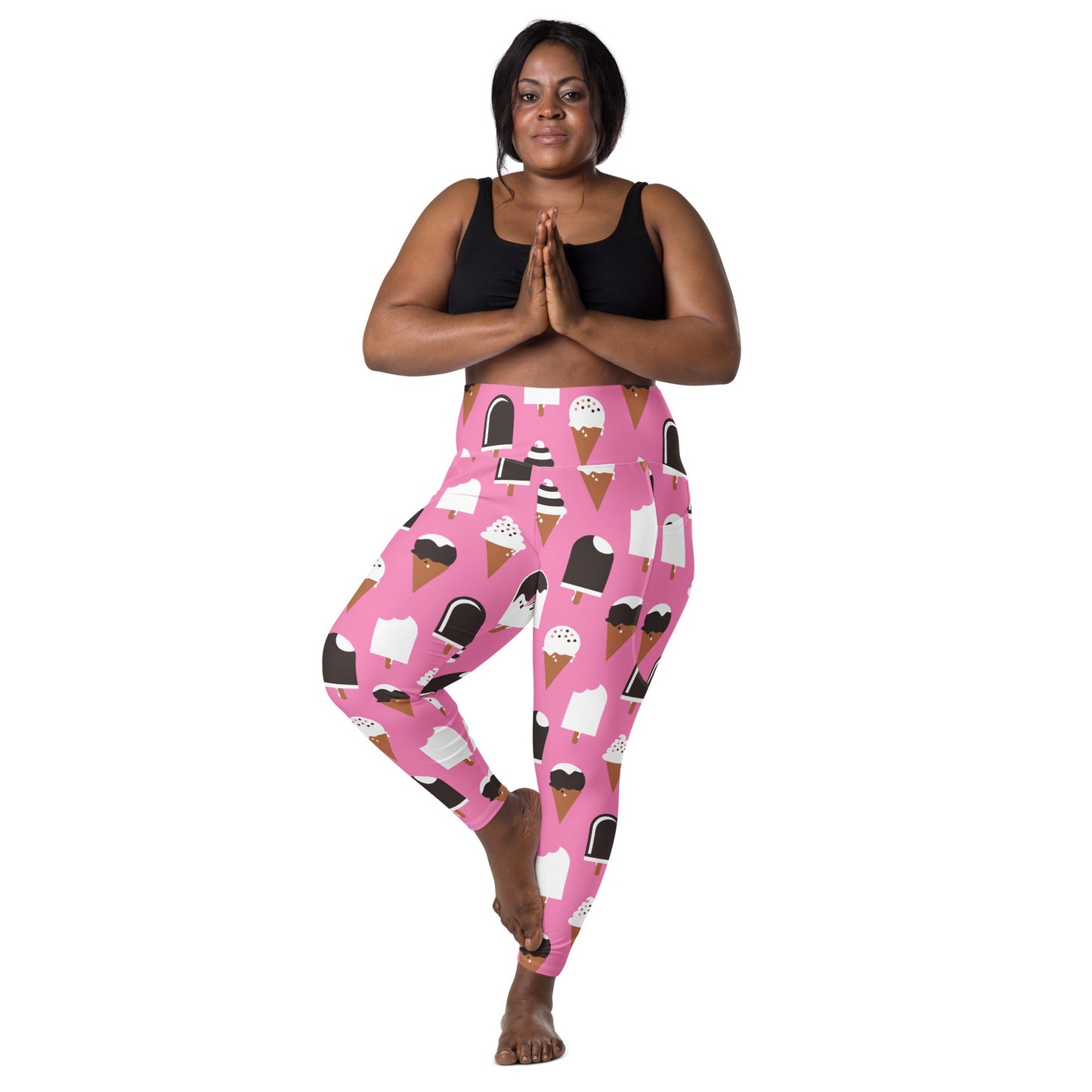 Leggings with pockets - JÄDE pink - Happy ice cream print 6XL