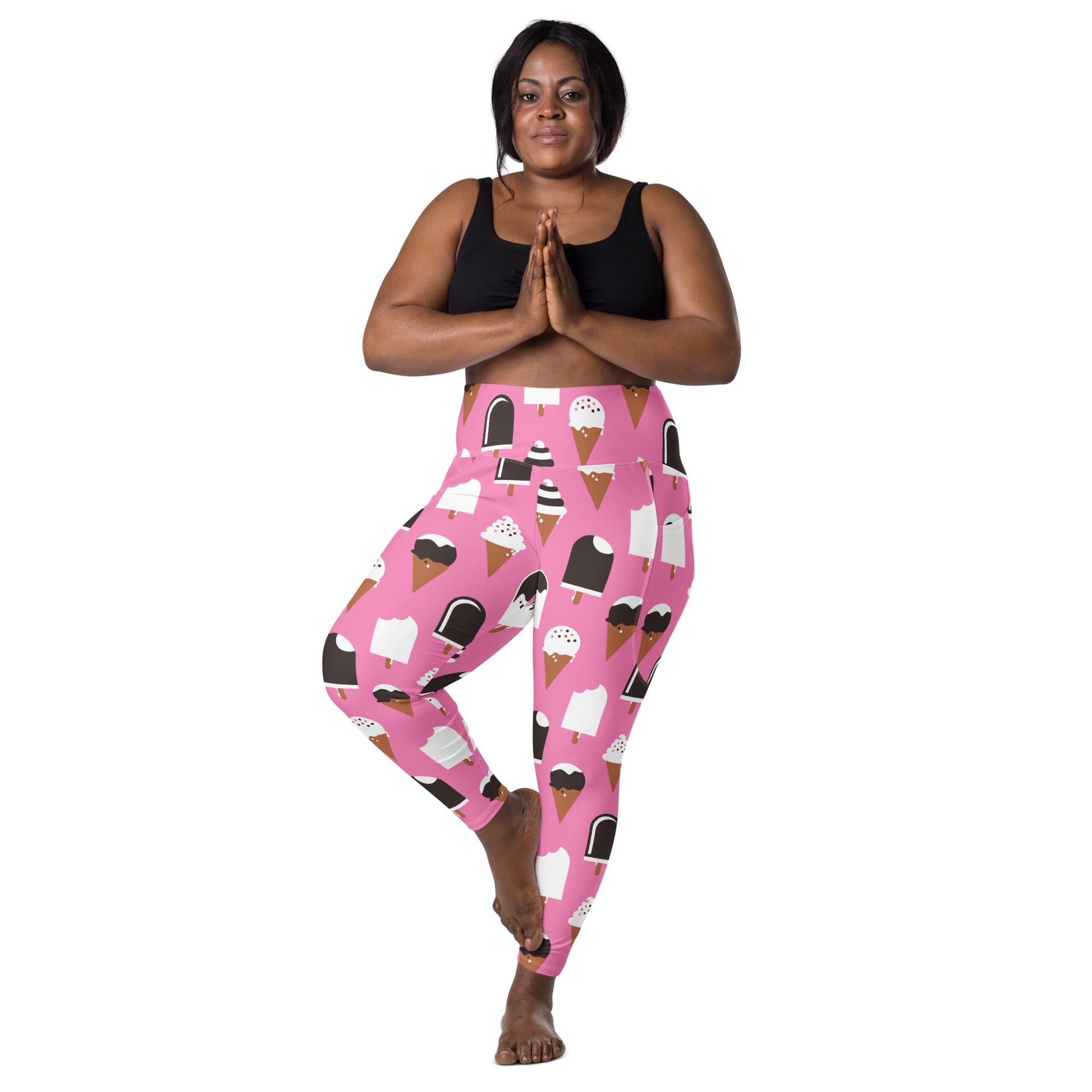 Leggings with pockets - JÄDE pink - Happy ice cream print 6XL