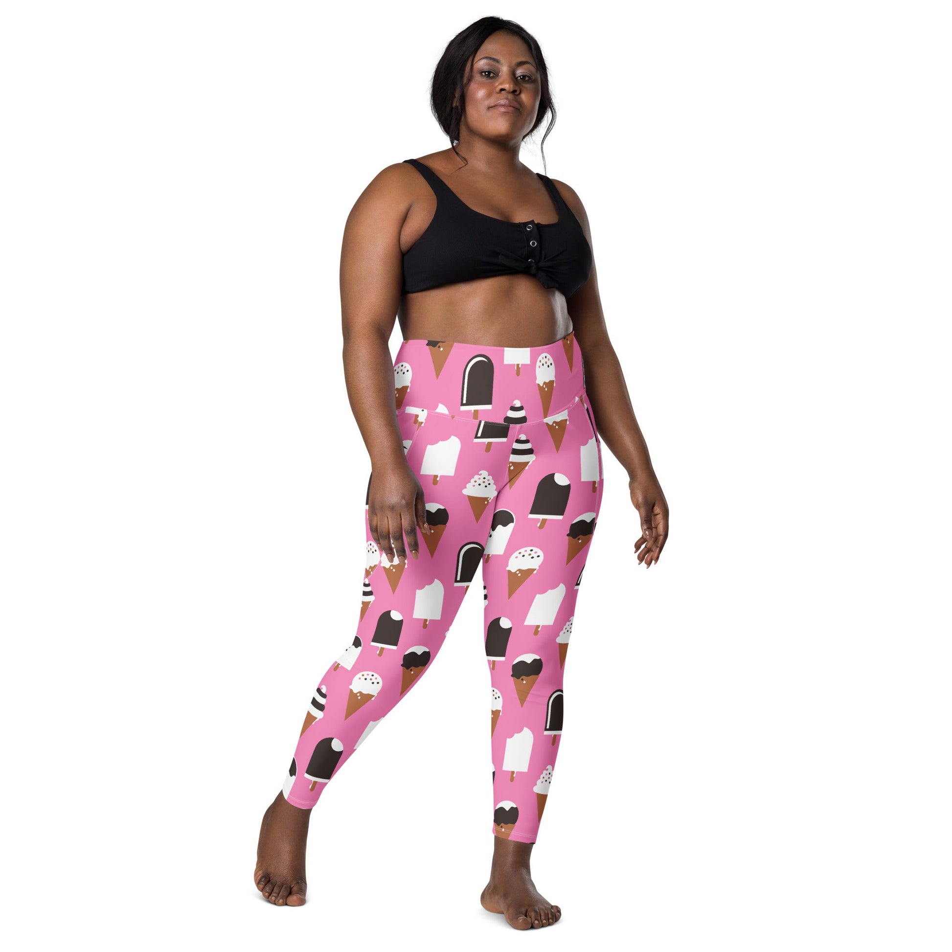 Leggings with pockets - JÄDE pink - Happy ice cream print