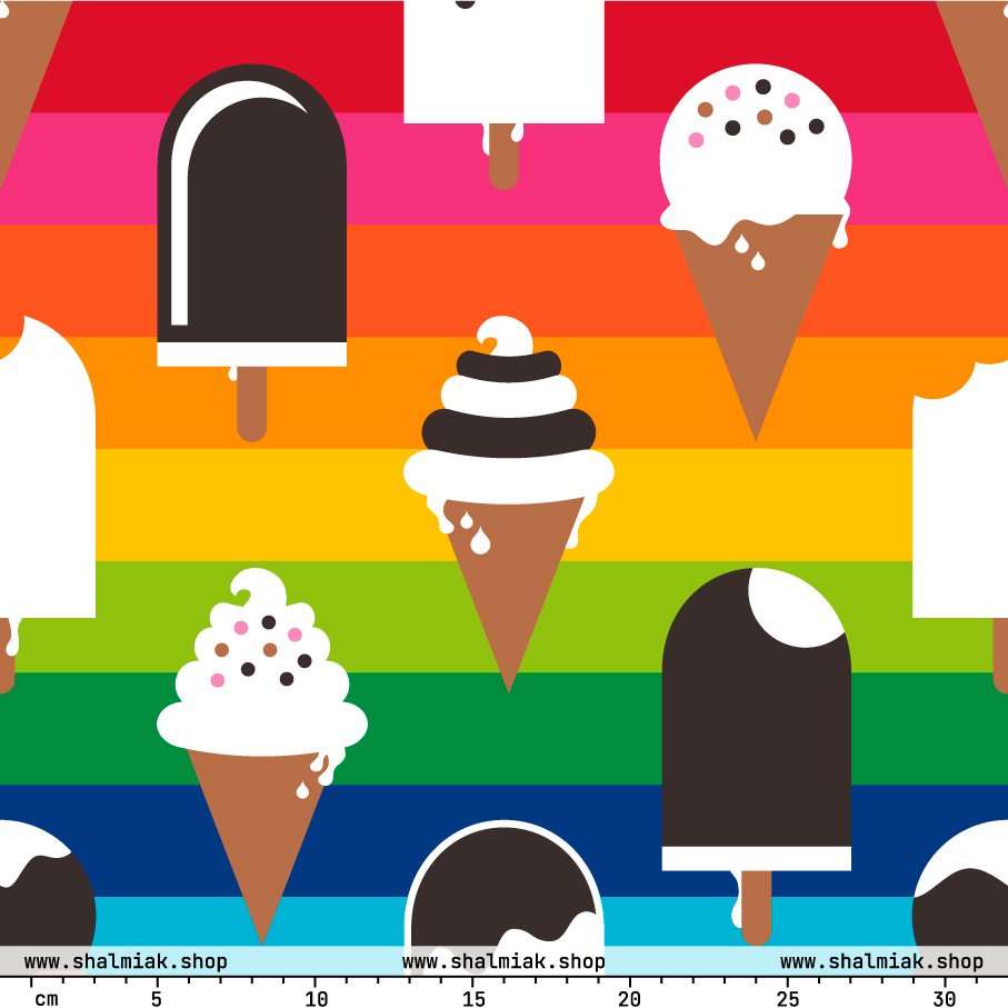 Fabric - JÄDE rainbow - Happy ice cream print