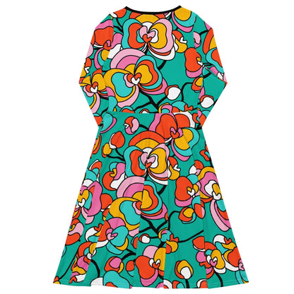 Midi dress - JUBILEE mint - Groovy bloom print