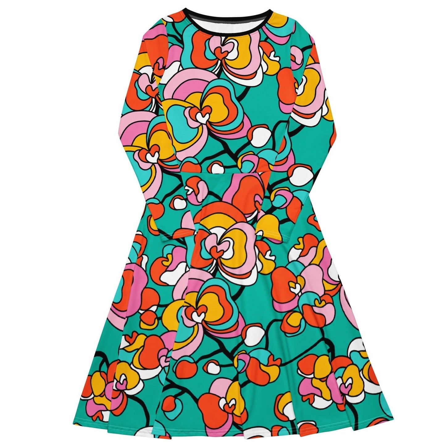 Midi dress - JUBILEE mint - Groovy bloom print 6XL