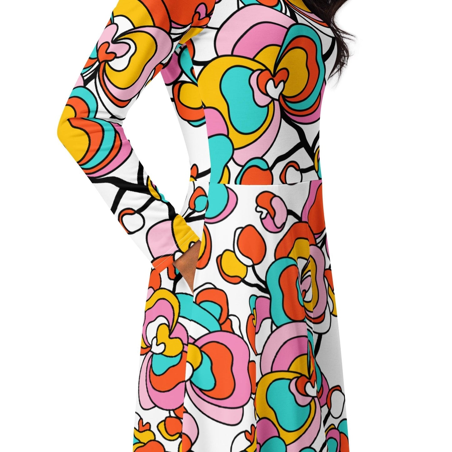 Midi dress - JUBILEE white - Groovy bloom print