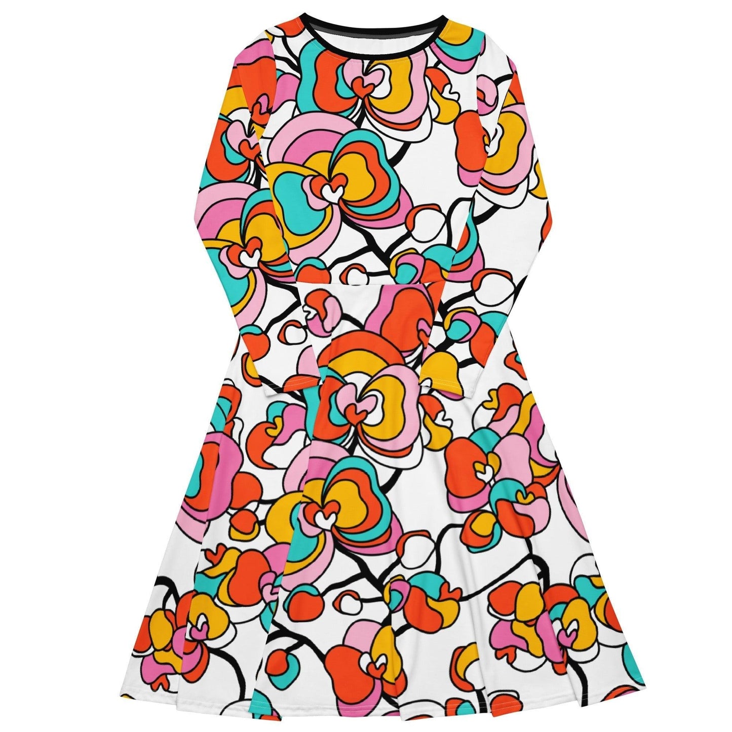 Midi dress - JUBILEE white - Groovy bloom print 6XL