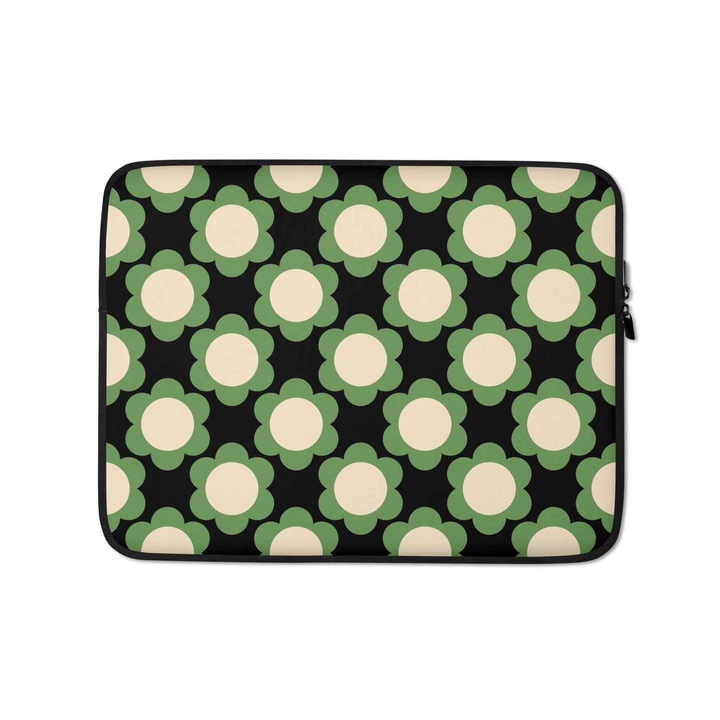 Laptop sleeve - ELLIE green black - Classic floral print 13″