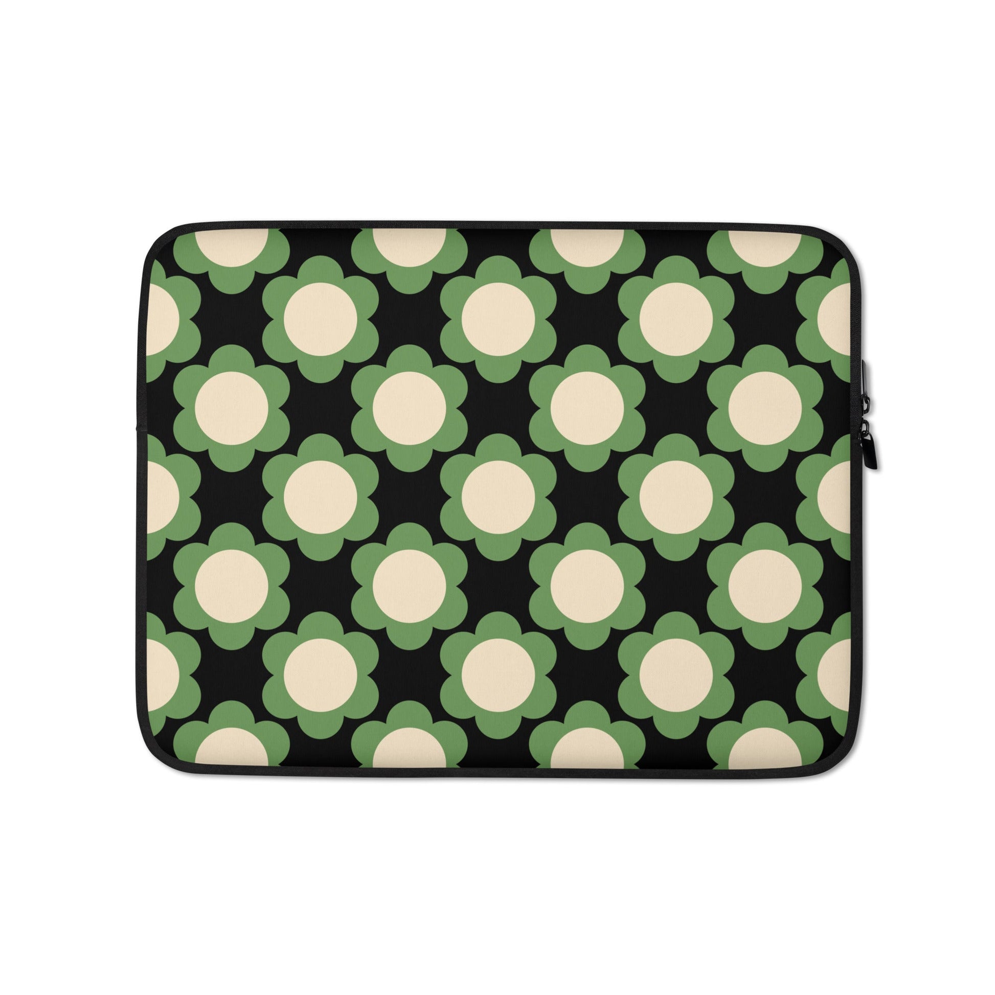 Laptop sleeve - ELLIE green black - Classic floral print 13″