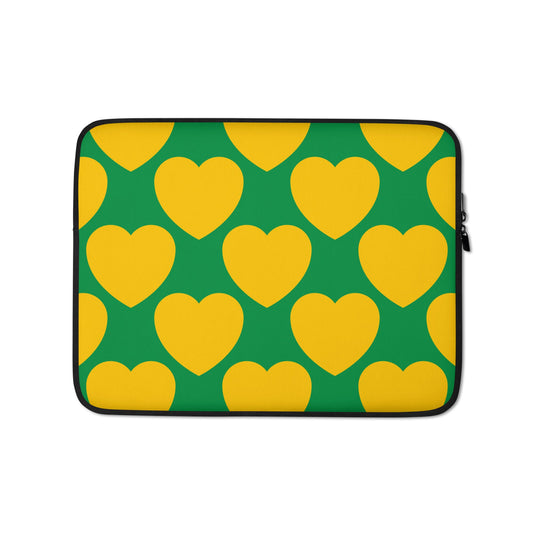 Laptop Sleeve - ELLIE LOVE green - Bold Heart Print