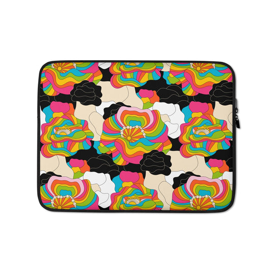 Laptop sleeve - RAINBOW POPPY - Bold rainbow poppies print 13″