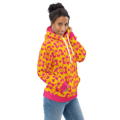 Hoodie - LOVE BUTTERFLY yellow pink - Graphic butterfly print