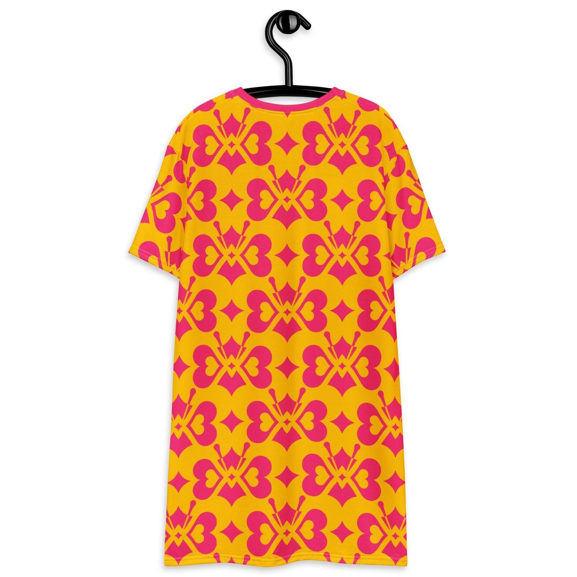 T-Shirt Dress - LOVE BUTTERFLY yellow pink
