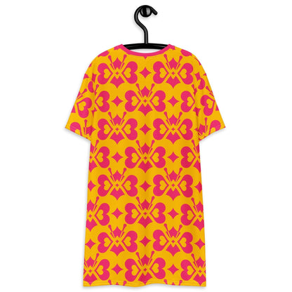 T-Shirt Dress - LOVE BUTTERFLY yellow pink