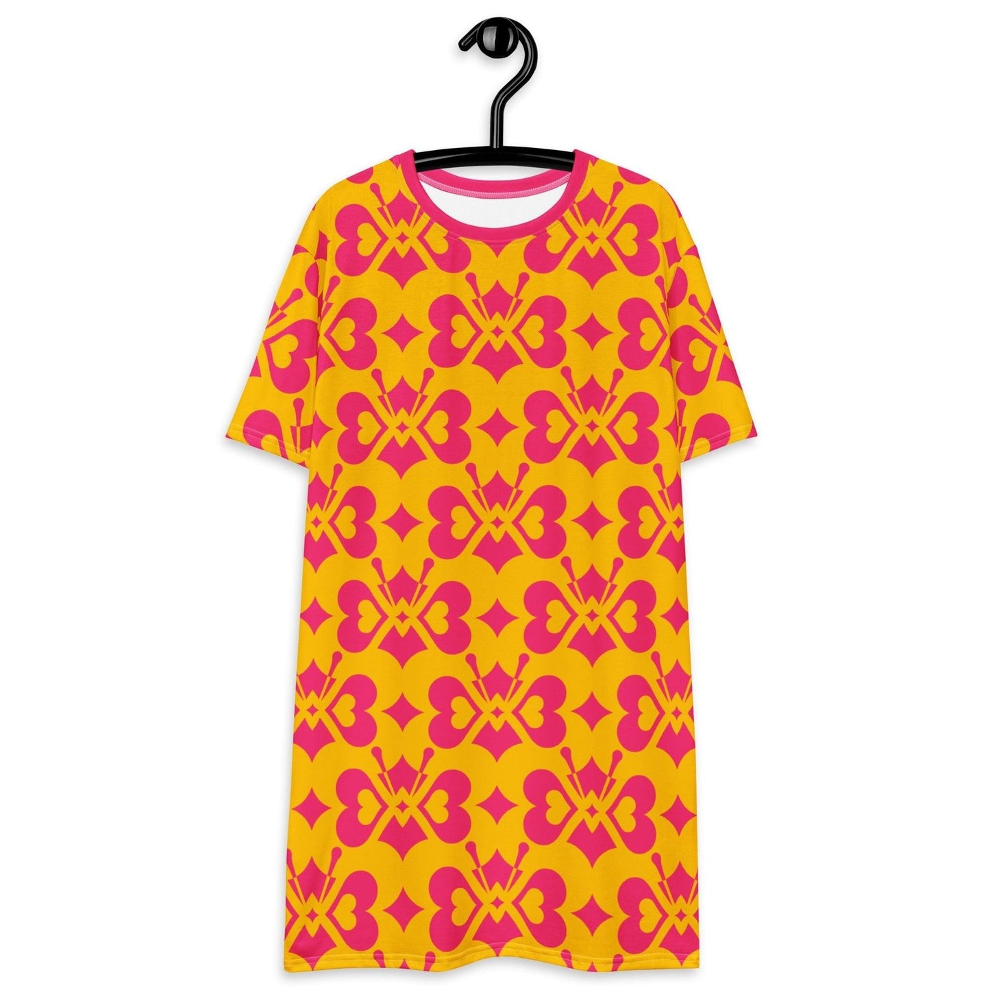 T-Shirt Dress - LOVE BUTTERFLY yellow pink