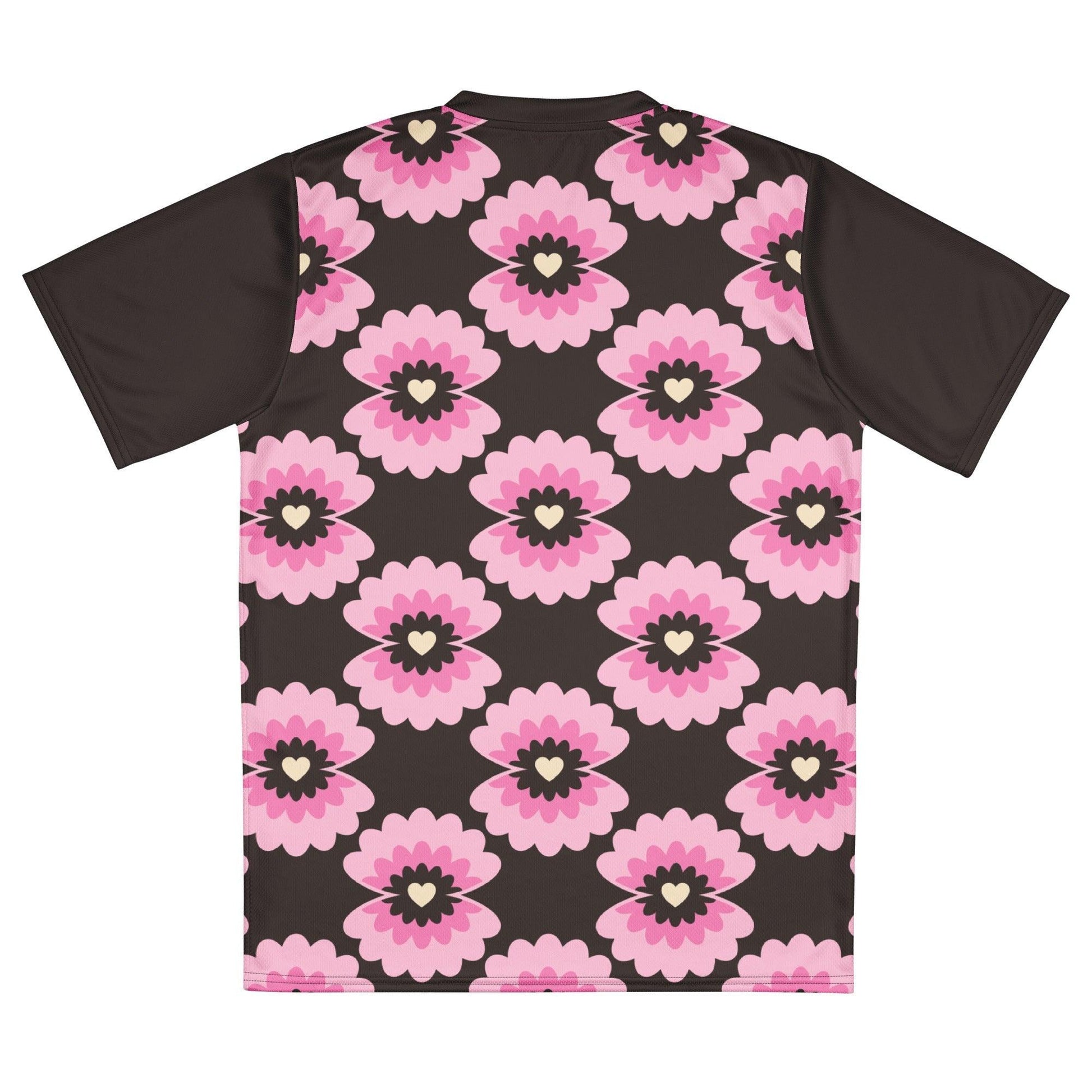 Sports Jersey - LOVE PEARL pink brown - Pearls and hearts print