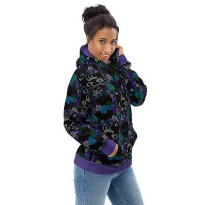 Hoodie - MAGICAT mystic - Black cats and flowers print 6XL