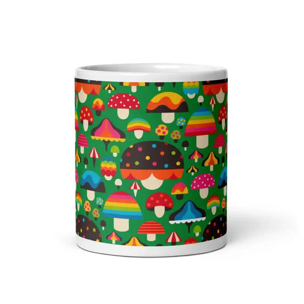Mug - MUSHROOM MANIA green - Colorful mushroom print