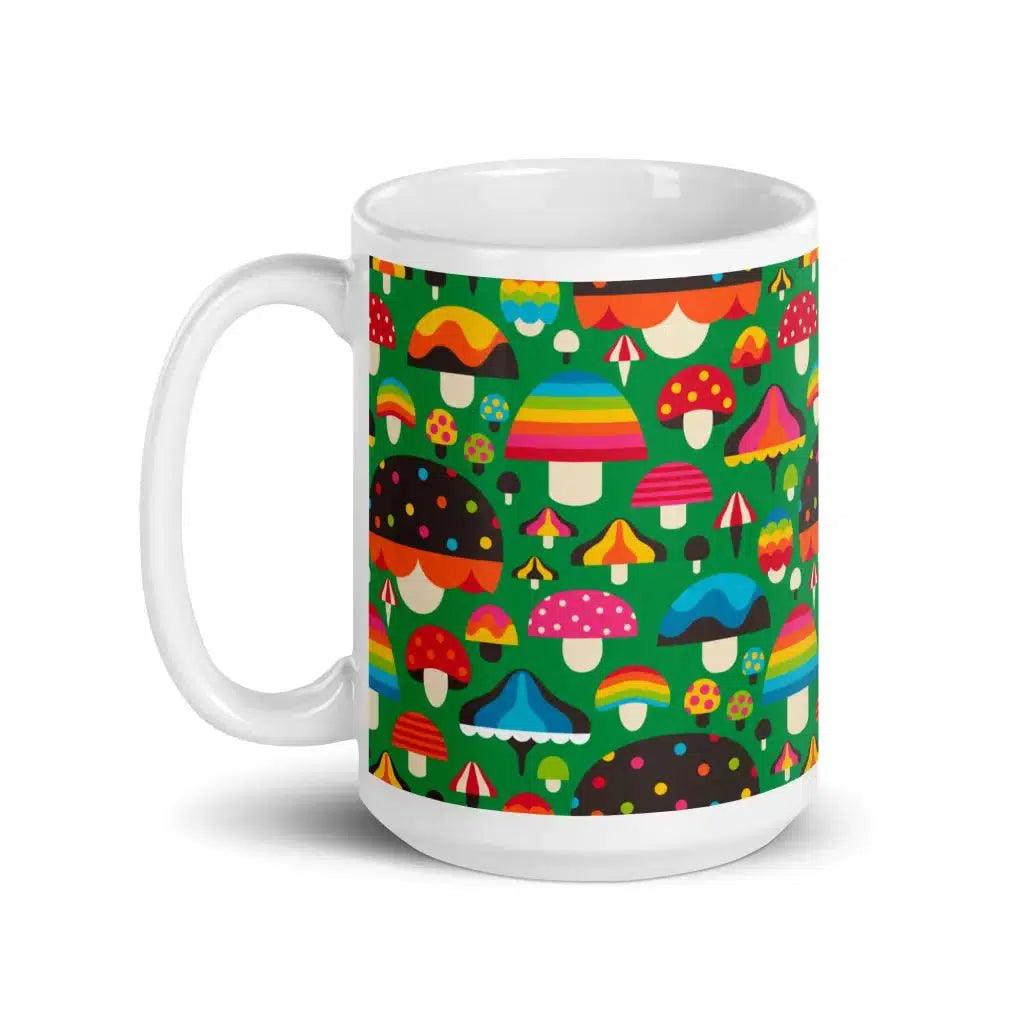 Mug - MUSHROOM MANIA green - Colorful mushroom print