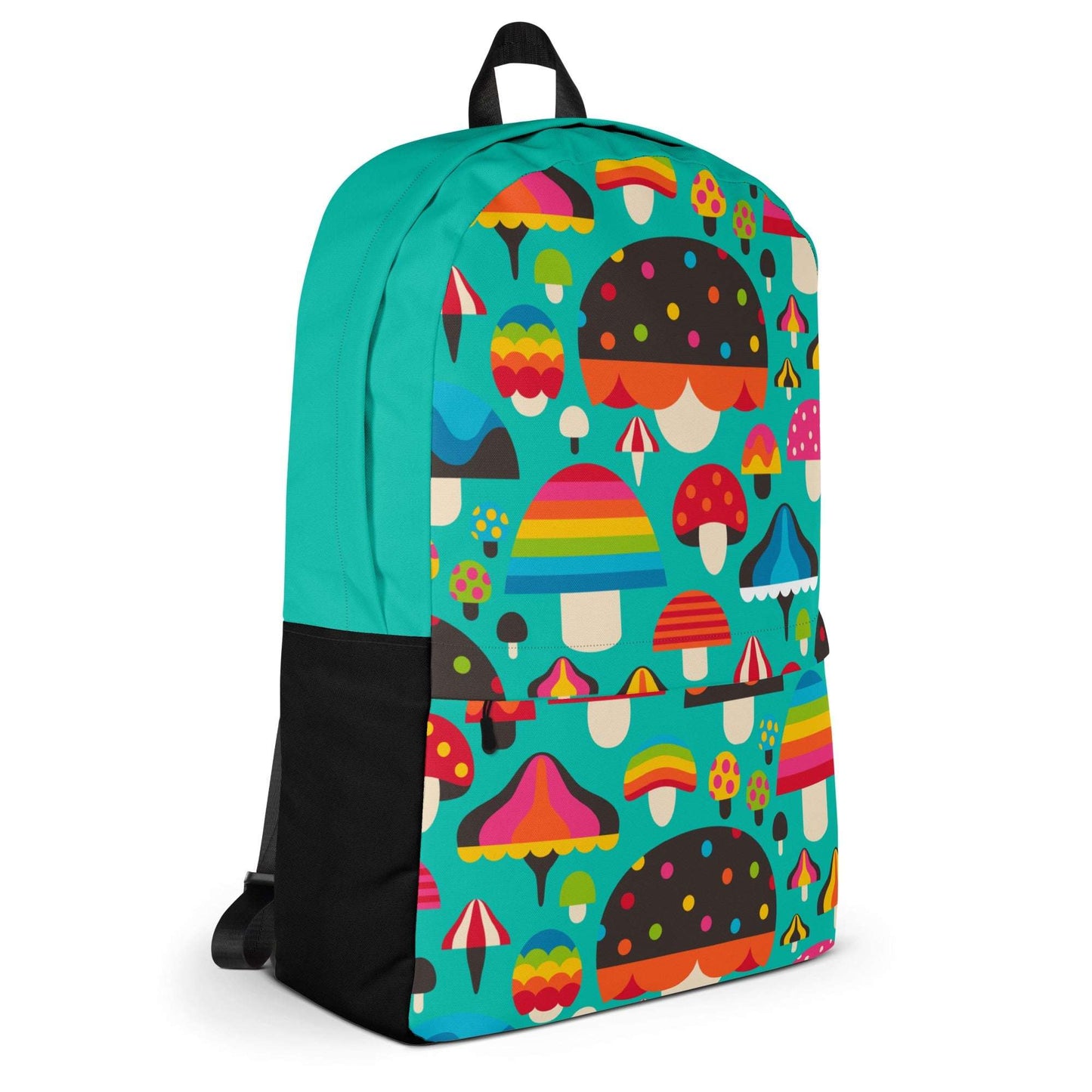 Backpack - MUSHROOM MANIA mint - Colorful mushroom print