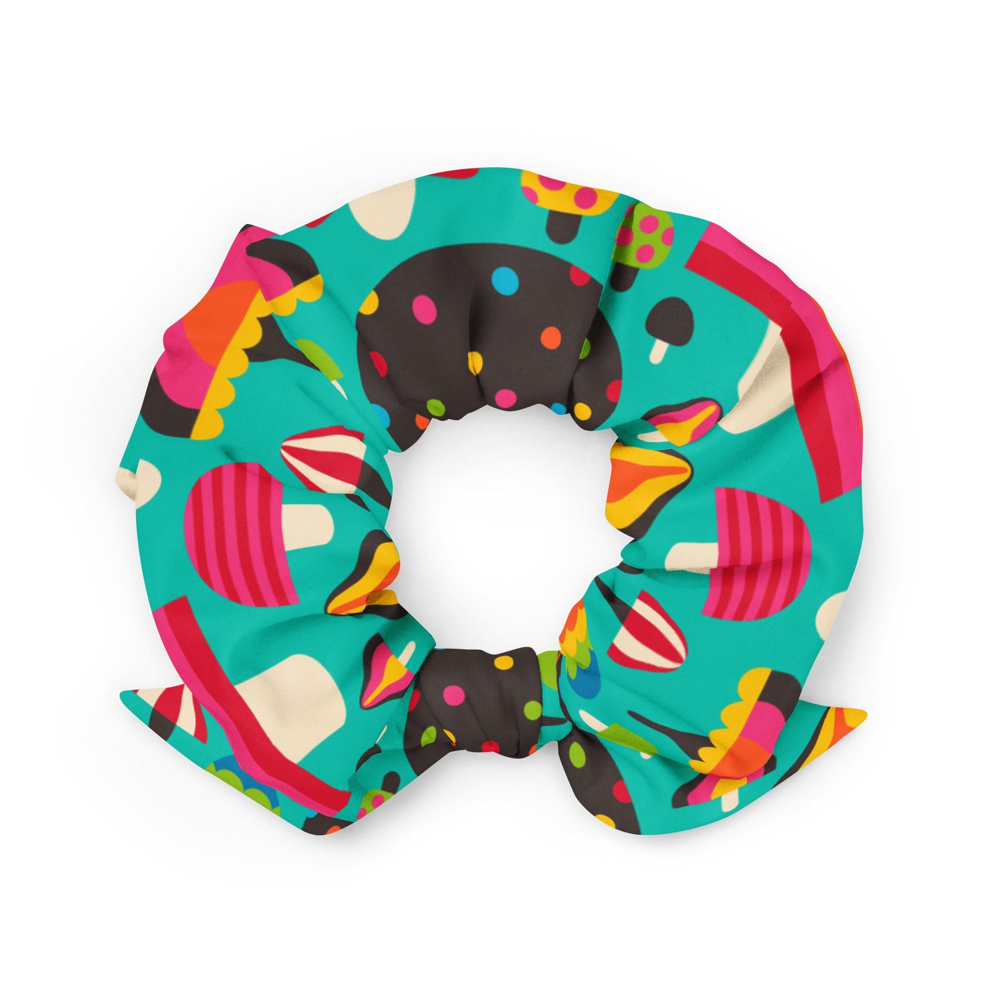 Scrunchie - MUSHROOM MANIA mint - Colorful mushroom print