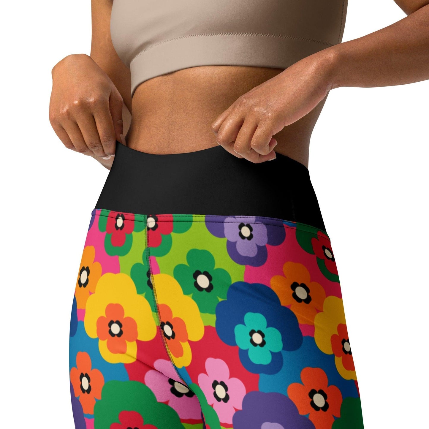 Yoga leggings -2- PANSY FAB - Colorful pansy flower print