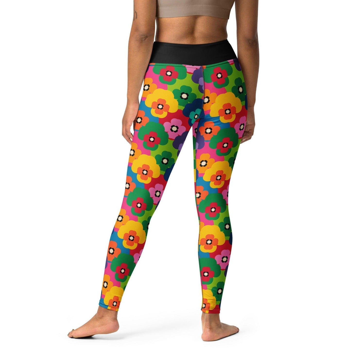 Yoga leggings -2- PANSY FAB - Colorful pansy flower print