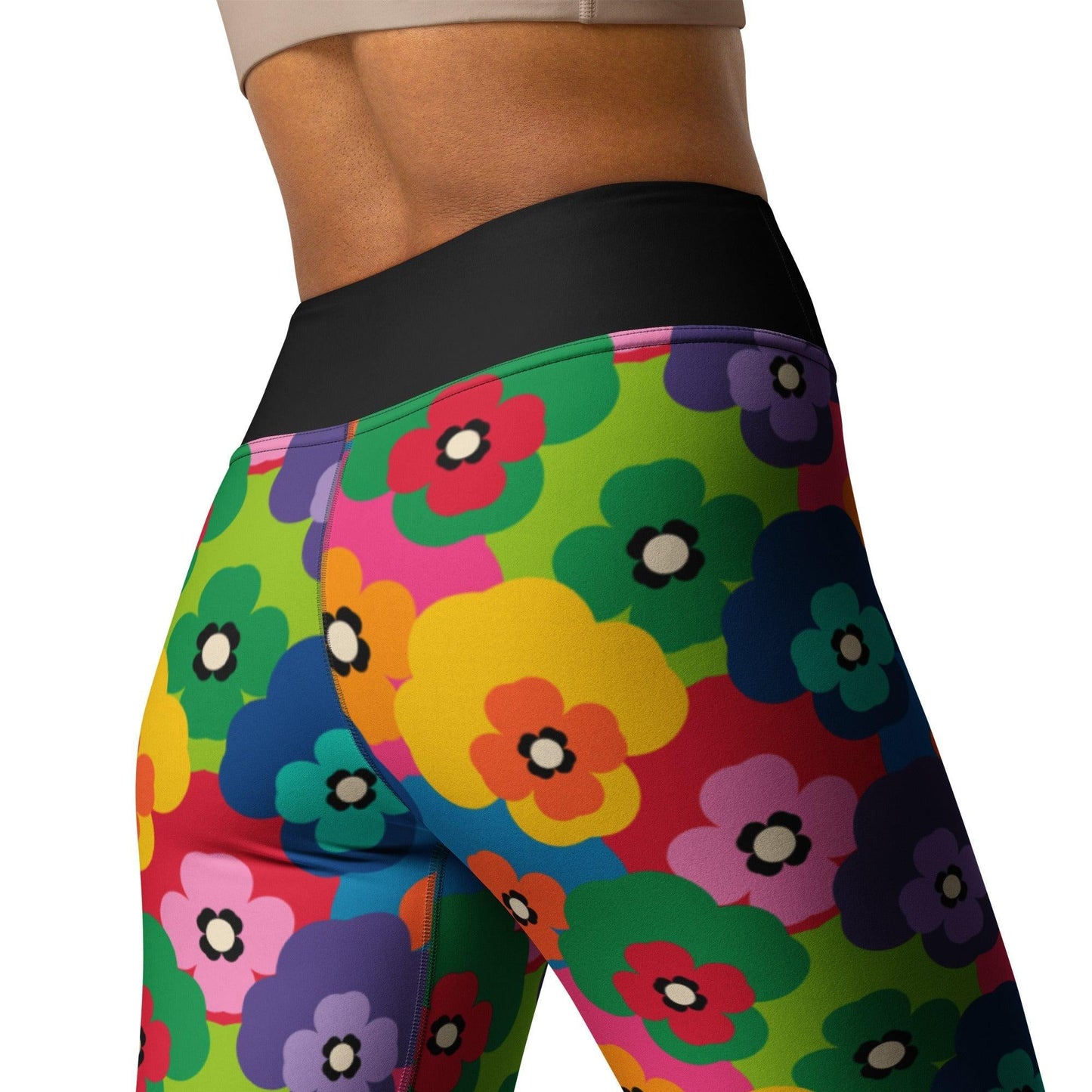 Yoga leggings -2- PANSY FAB - Colorful pansy flower print