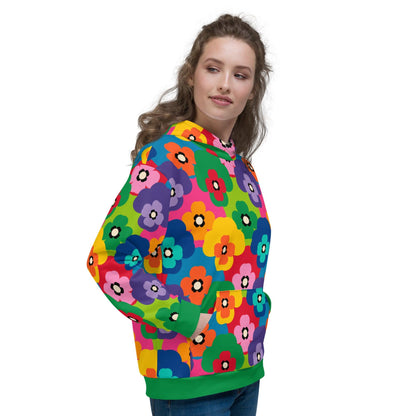 Hoodie - PANSY FAB color - Colorful pansy flower print