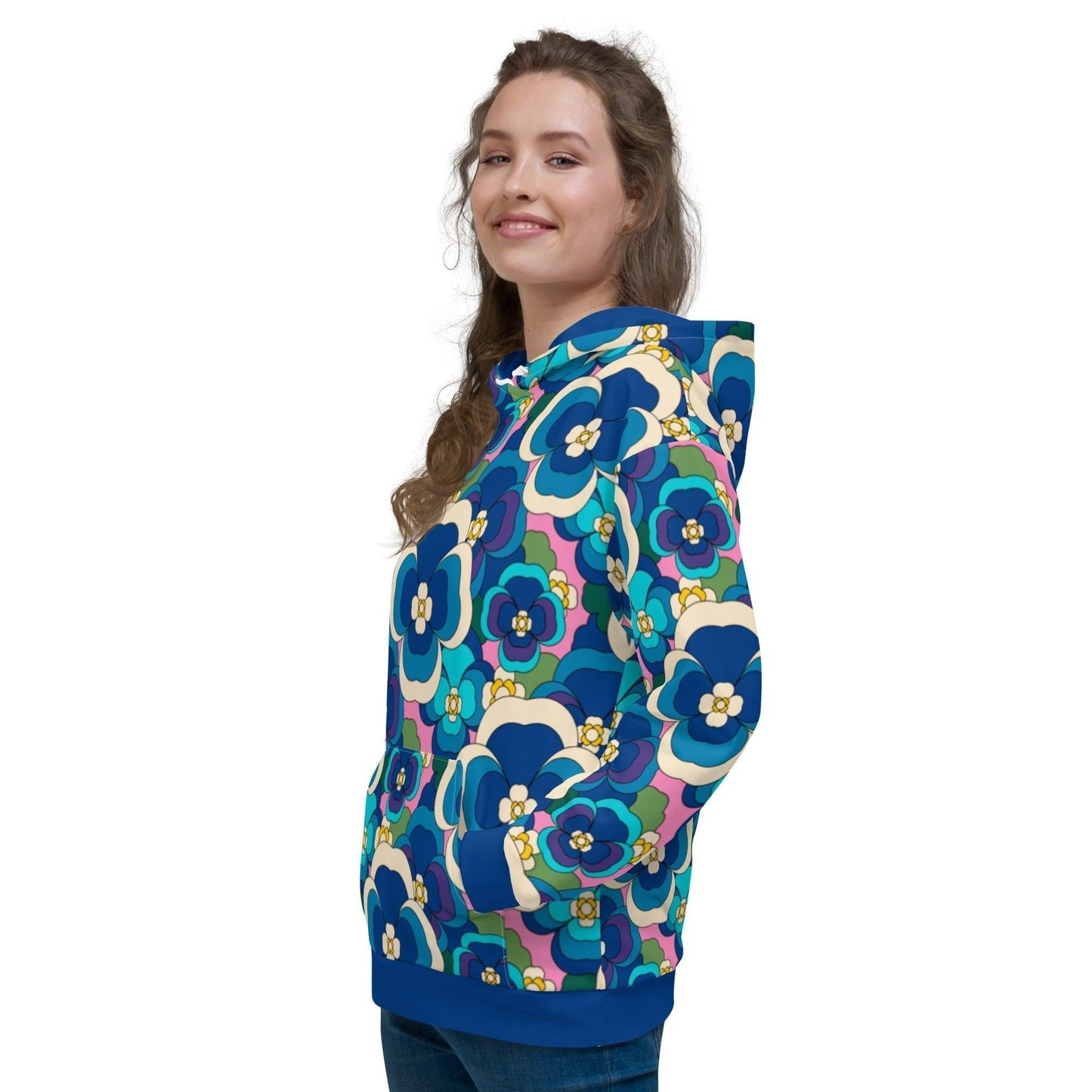 Hoodie - PANSY FANTASY blue pink