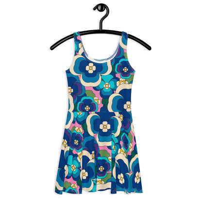 Skater Dress - PANSY FANTASY blue pink