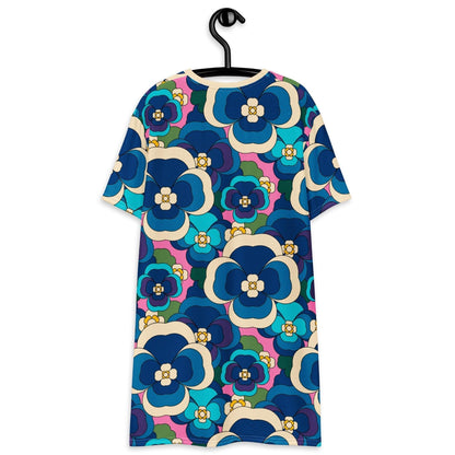 T-Shirt Dress - PANSY FANTASY blue pink