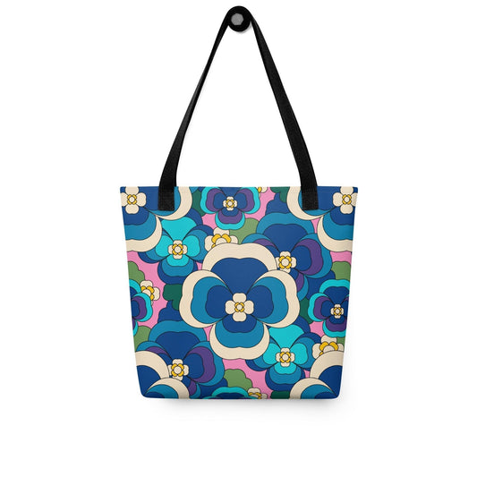 Tote bag - PANSY FANTASY blue pink - Retro pansy print Default Title