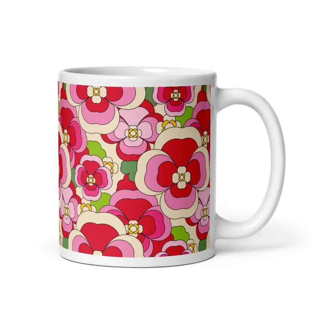Mug - PANSY FANTASY pink - Retro pansy print