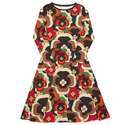 Midi dress - PANSY FANTASY retro - Retro pansy print 6XL
