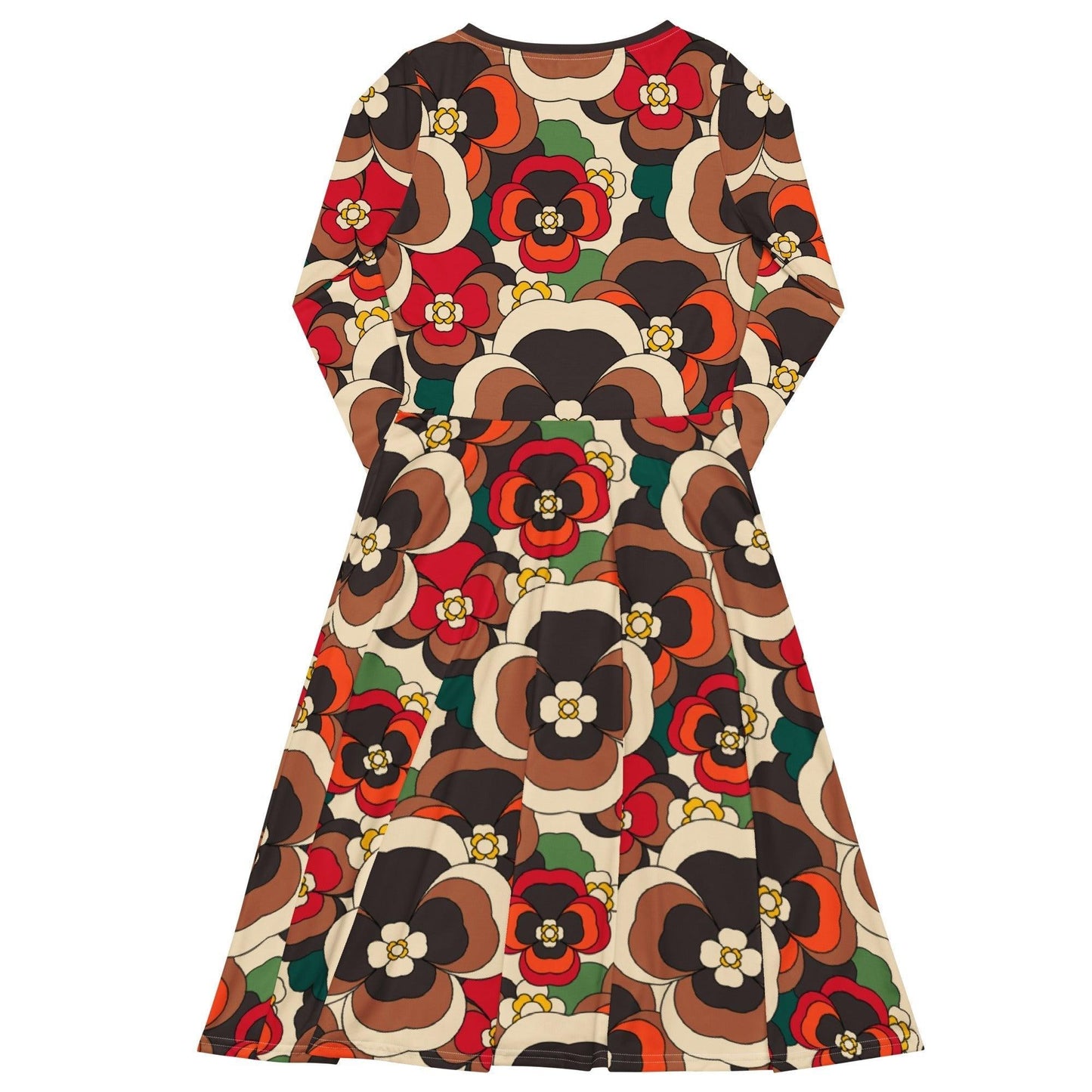 Midi dress - PANSY FANTASY retro - Retro pansy print