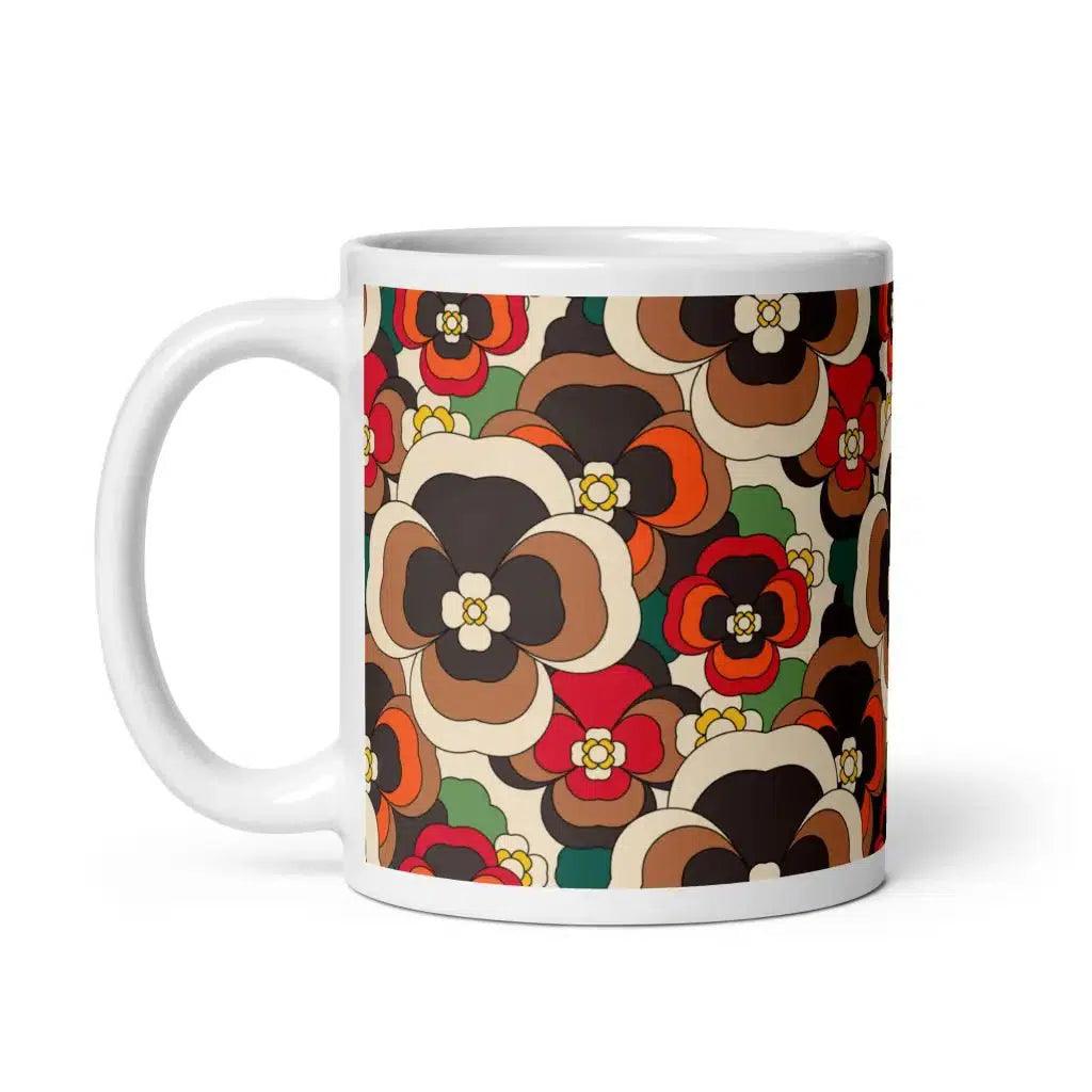 Mug - PANSY FANTASY retro - Retro pansy print