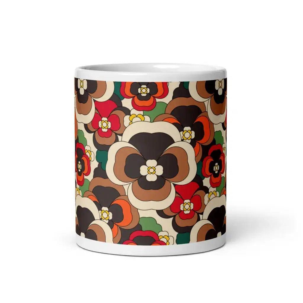 Mug - PANSY FANTASY retro - Retro pansy print 11oz