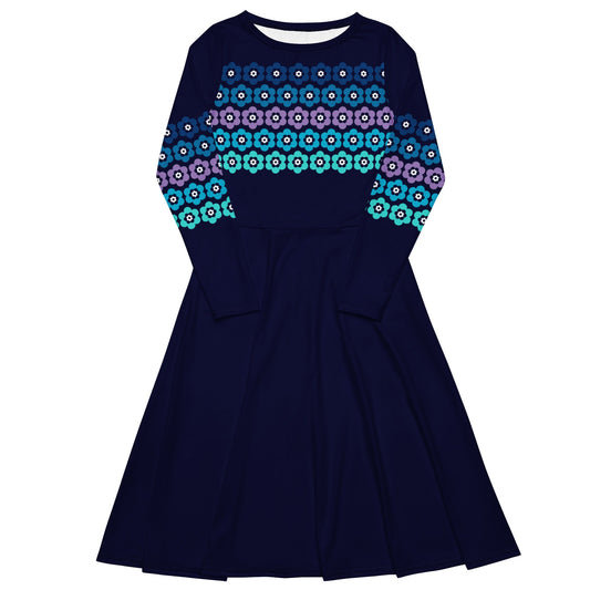 Midi Dress - PEACOCK BLOOM mystic blue