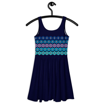 Skater Dress - PEACOCK BLOOM mystic blue