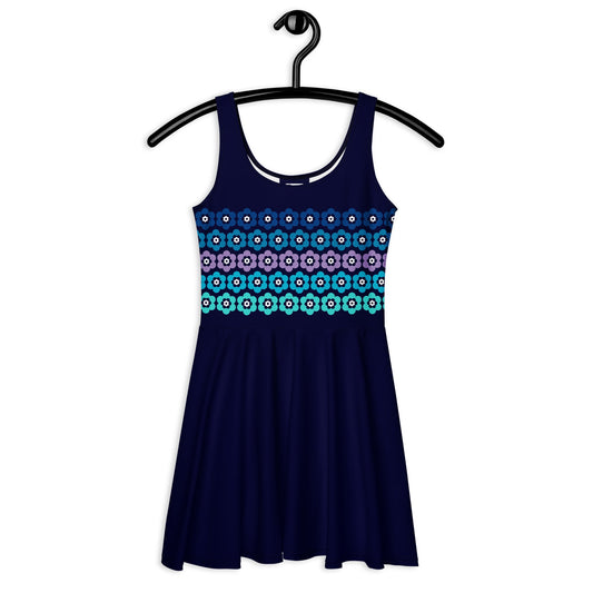 Skater Dress - PEACOCK BLOOM mystic blue