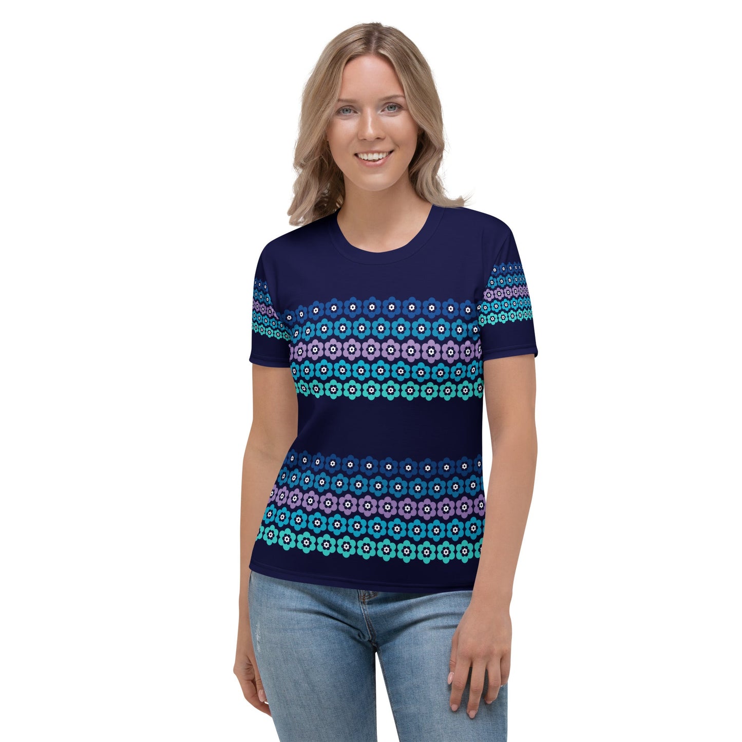 Woman's T-Shirt - PEACOCK BLOOM mystic blue