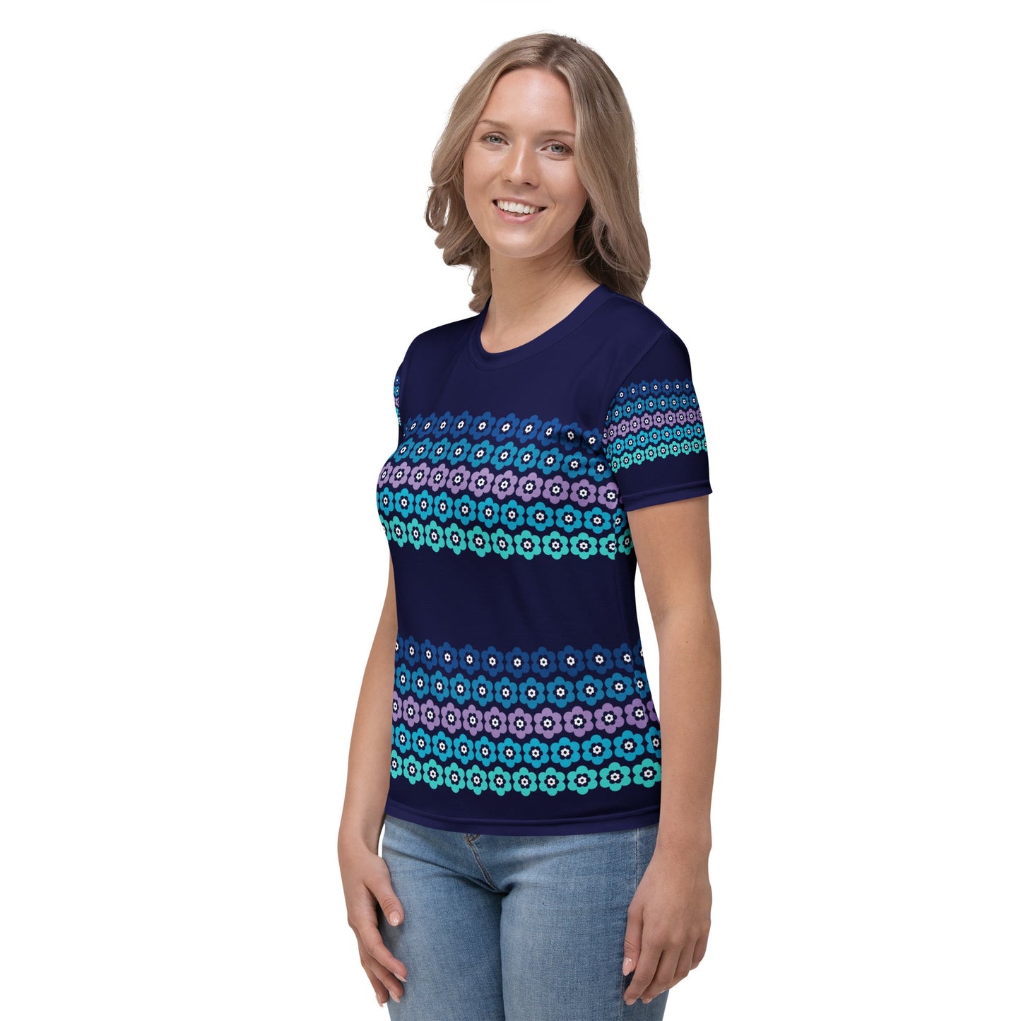 Woman's T-Shirt - PEACOCK BLOOM mystic blue