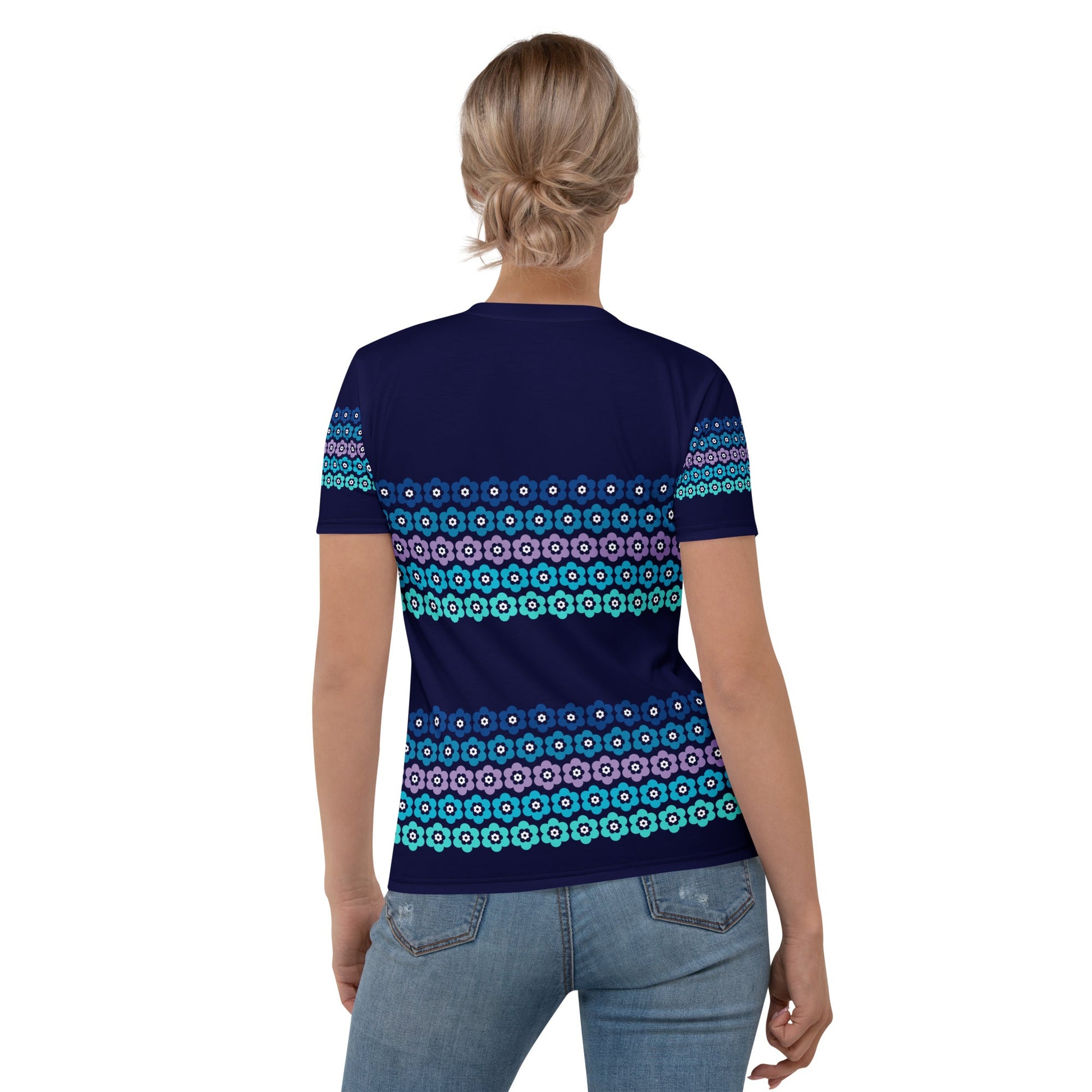 Woman's T-Shirt - PEACOCK BLOOM mystic blue