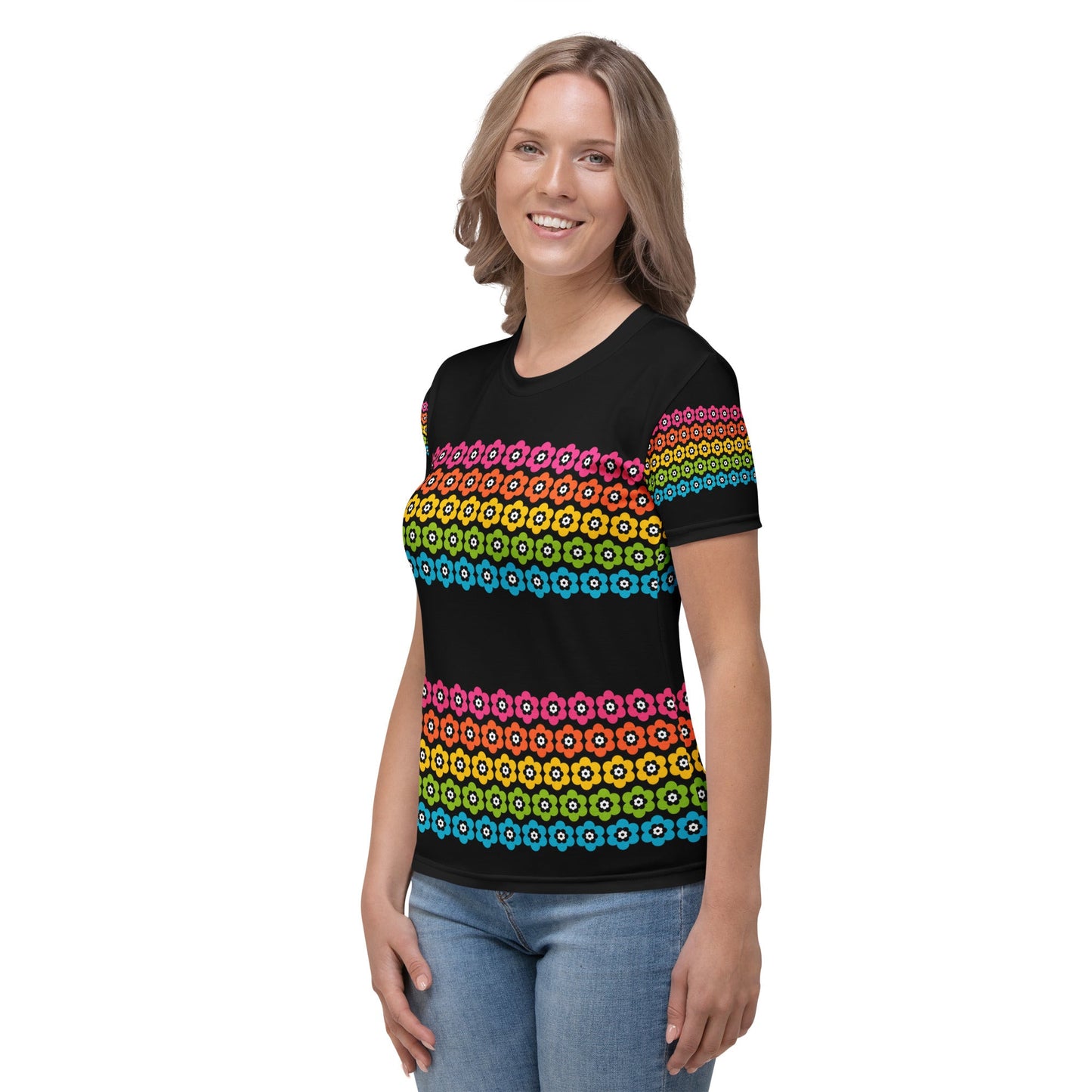Woman's T-Shirt - PEACOCK BLOOM rainbow
