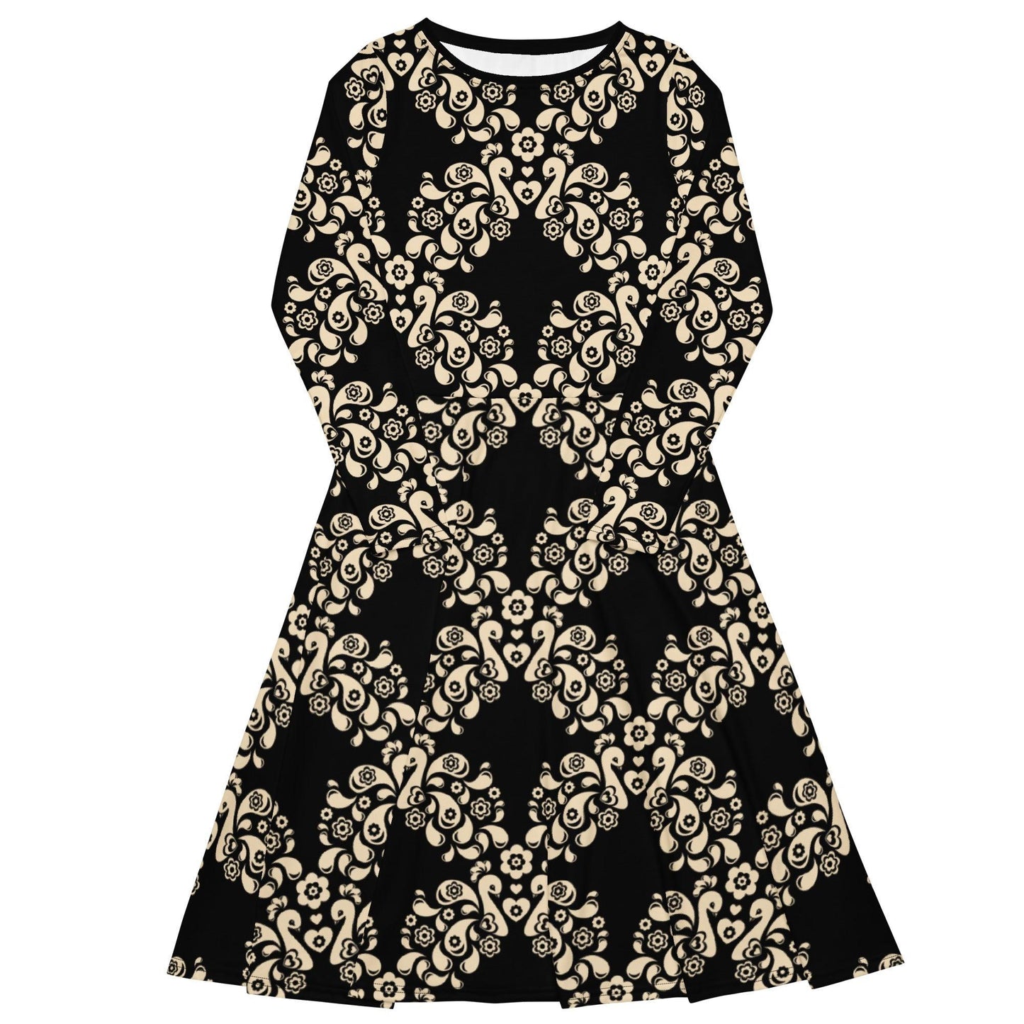 Midi dress - PEACOCK LOVE black - Glorious peacock print 6XL