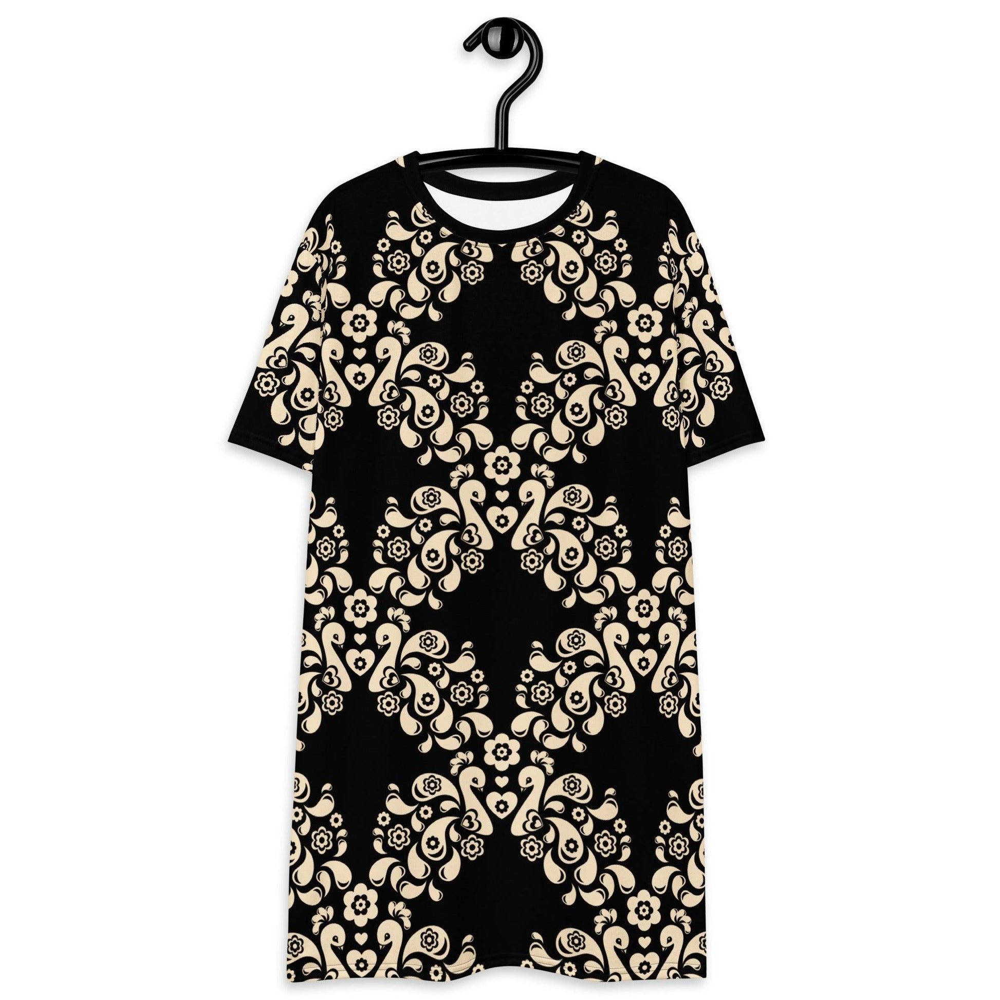 T-Shirt Dress - PEACOCK LOVE black